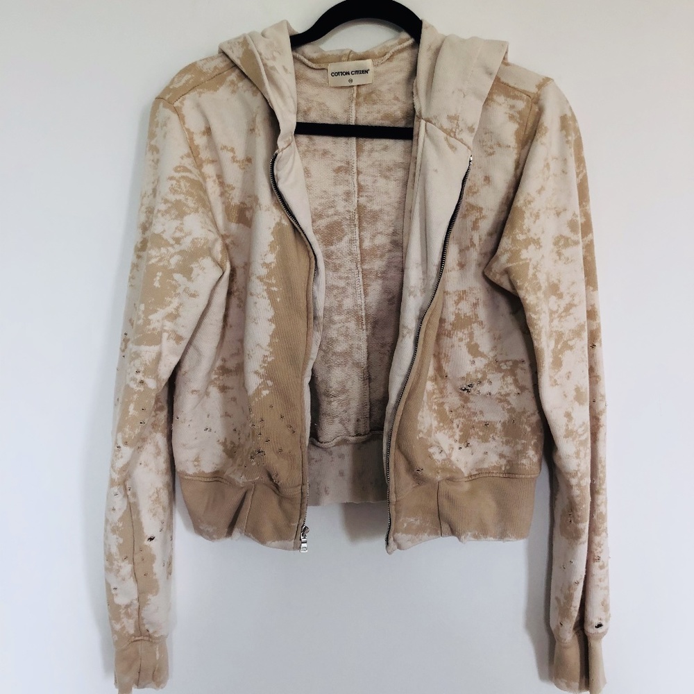Cotton Citizen Distressed Tye Zip Up Hoodie